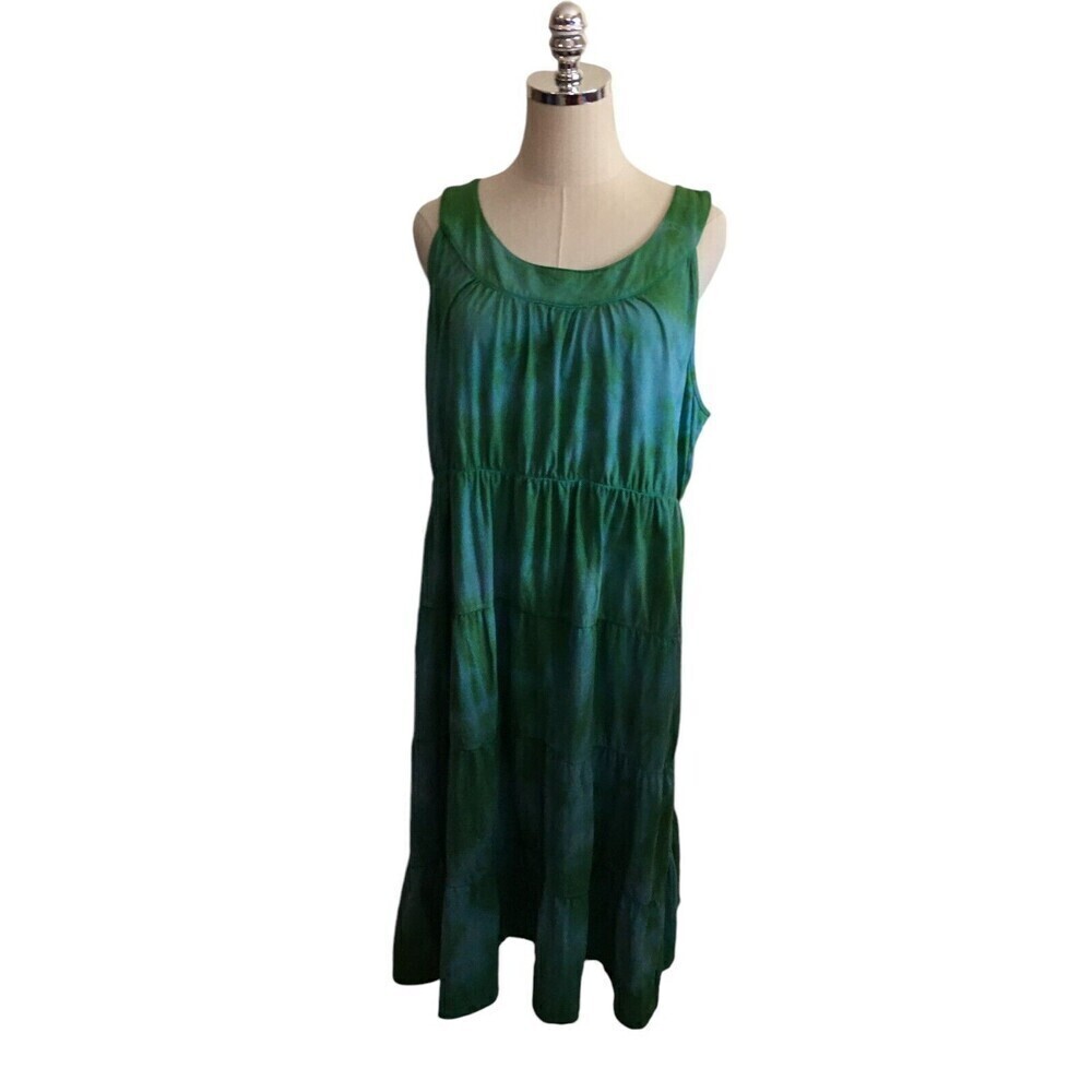 Russ Berens Dress Women's Size XL Customized Green Tie Dye Cotton Blend